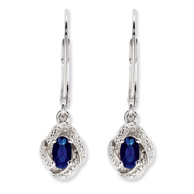 September Created Sapphire Earrings Sterling Silver Diamond QBE12SEP, MPN: QBE12SEP, 883957500713
