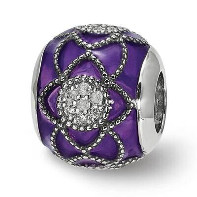 CZ Diamonds Purple Enameled Bead Sterling Silver QRS3963, MPN: QRS3963,