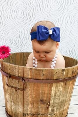 Blue Big Bow Headband Baby Blue Headband Newborn Headband Baby Bow Headband Photo Prop Big Bow Head…