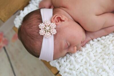 Baby Headband Baby Pink Pearl Flower Headband Baby Light Pink Headband Baby Pearl Headband Flower G…