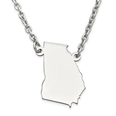 Georgia  State Pendant Necklace with Chain Sterling Silver Engravable XNA706SS-GA, MPN: XNA706SS-GA…