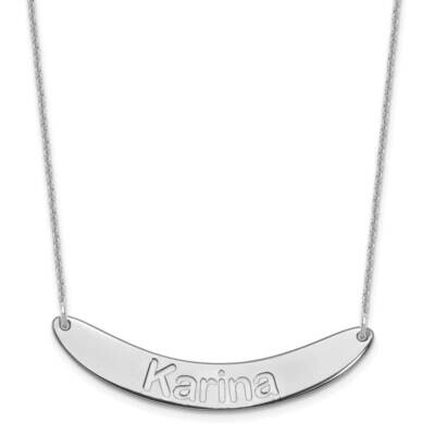 Polished Curved Arial Rounded Bar Necklace 10k White Gold Medium 10XNA1240W, MPN: 10XNA1240W,