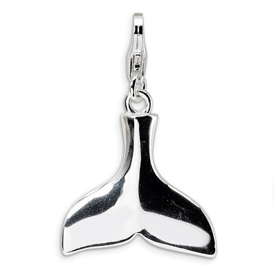 Polished WhaleTail Charm Sterling Silver QCC430 by Amore La Vita, MPN: QCC430, 883957333878