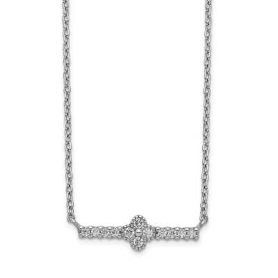 Necklace Sterling Silver Rhodium Plated CZ Diamond QG5496-17.5, MPN: QG5496-17.5, 886774089898