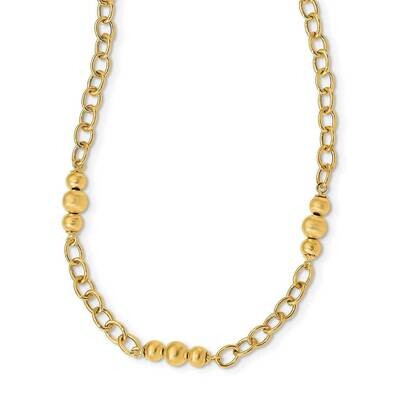 Fancy Link Necklace 14k Gold Brushed &amp; Polished SF2621-17, MPN: SF2621-17, 191101981906