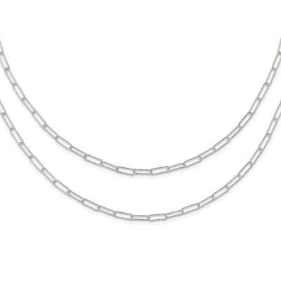 Two Diamond-Cut Fancy Link with 1.25 In Extender Necklace 17.5 Inch Sterling Silver QG5988-16.25, M…