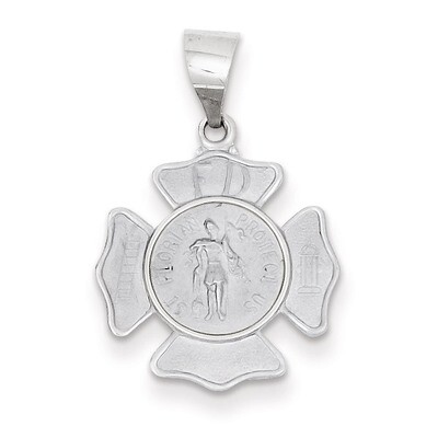 Polished and Satin Saint Florian Badge Pendant 14k White Gold XR1315, MPN: XR1315, 883957421827