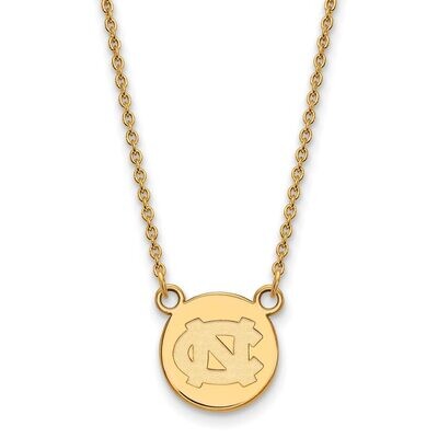 University of North Carolina Small Disc with Chain Necklace Gold-plated Silver GP038UNC-18, MPN: GP…