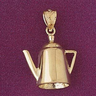Dazzlers Jewelry Coffee Pot Pendant Necklace Charm Bracelet in Yellow, White or Rose Gold 6961, MPN…