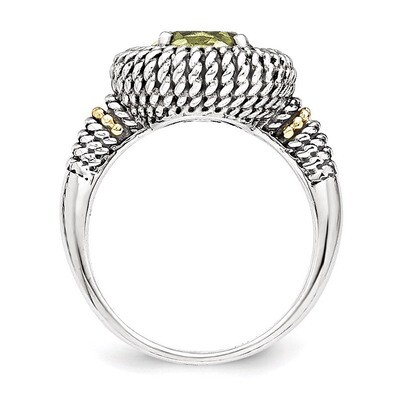 Lemon Quartz Ring Sterling Silver &amp; 14k Gold Antiqued QTC1144, MPN: QTC1144, 883957014890