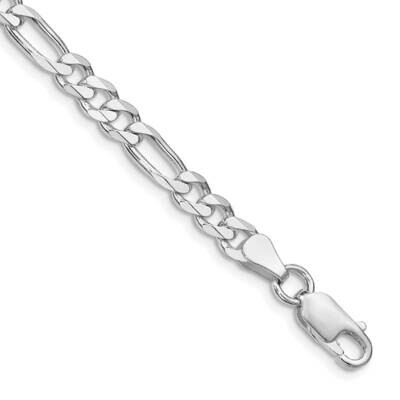 5.25mm Figaro Chain 9 Inch Sterling Silver Rhodium-Plated QFG150R-9, MPN: QFG150R-9,