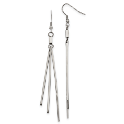 Bar Dangle Shepherds Hook Earrings Stainless Steel Polished SRE1020 by Chisel, MPN: SRE1020, 191101…