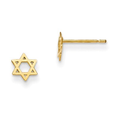 Children&#39;S Star Of David Post Earrings 14k Gold GK703, MPN: GK703, 886774342757