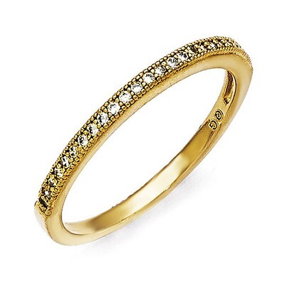 Polished Ring Sterling Silver Gold-plated Cubic Zirconia QMP1311, MPN: QMP1311, 886774577982