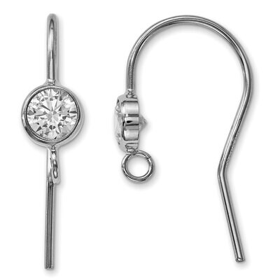 4.0mm CZ Bezel with Ring Ear Wire Sterling Silver SS4942, MPN: SS4942,