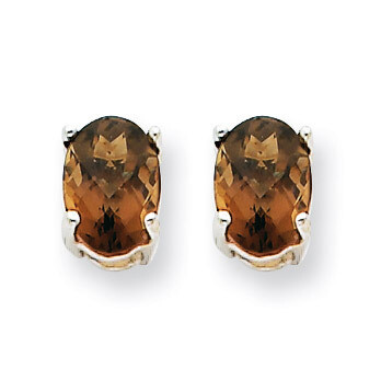 6x4 Oval Smokey Quartz Earrings 14k White Gold XE86WCQ, MPN: XE86WCQ, 883957106632