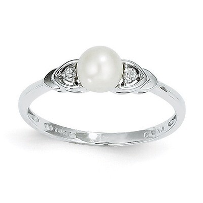 Cultured Pearl Diamond Ring 14k White Gold Genuine XBS233, MPN: XBS233, 883957373942