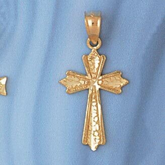 Dazzlers Jewelry Cross Pendant Necklace Charm Bracelet in Yellow, White or Rose Gold 8300, MPN: DZ-…