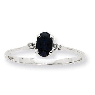 Polished Geniune Diamond &amp; Saphire Birthstone Ring 10k White Gold 10XBR222, MPN: 10XBR222, 19110109…