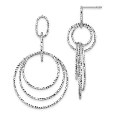 Leslie&#39;s Post Dangle Earrings Sterling Silver Rhodium-plated Diamond-cut HB-QLE1299, MPN: QLE1299, …