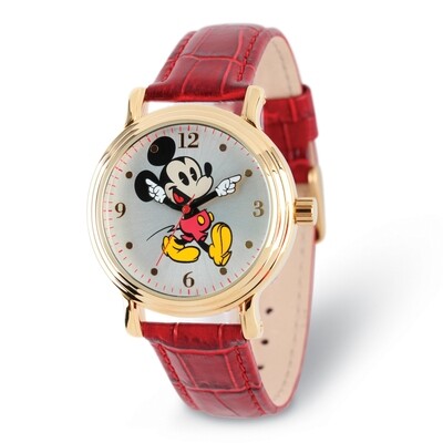 Disney Adult Size Red Mickey Mouse with Moving Arms Gold-tone Watch  XWA5760, MPN: XWA5760, 8432310…