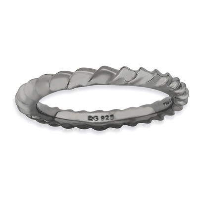 Sterling Silver Black-plated Domed Ring QSK897-5