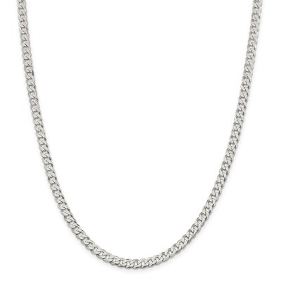 22 Inch 4.5mm Beveled Curb Chain Sterling Silver QFB120-22, MPN: QFB120-22, 883957209715