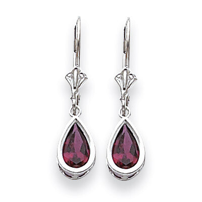 8x5mm Pear Rhodolite Garnet Leverback Earrings 14k White Gold XLB103WRG, MPN: XLB103WRG, 8839572284…