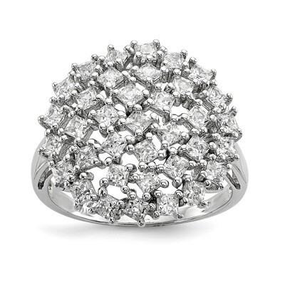 CZ Diamond Ring Sterling Silver Rhodium-plated QR6666, MPN: QR6666,