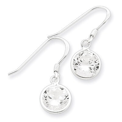 Round Clear Diamond Earrings Sterling Silver QE5000, MPN: QE5000, 723252582123