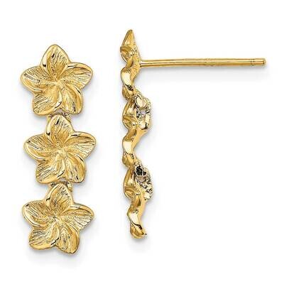 Triple Flower Post Dangle Earrings 14k Gold TE725, MPN: TE725, 637218062966