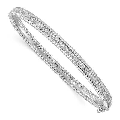 Cz Hinged Bangle Sterling Silver QB1347, MPN: QB1347, 883957865645