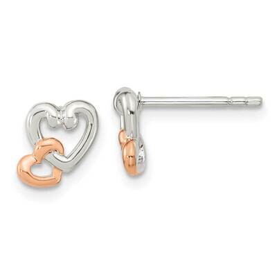 Rose Gold-Plated Polish Double Heart Post Earrings Sterling Silver QE15646, MPN: QE15646, 196904153…
