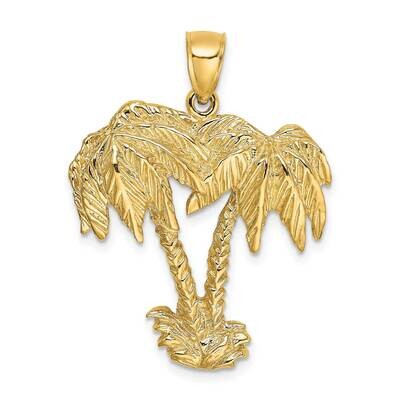 Couble Palm Tree Charm 14k Gold 2-D K8078, MPN: K8078, 637218060733