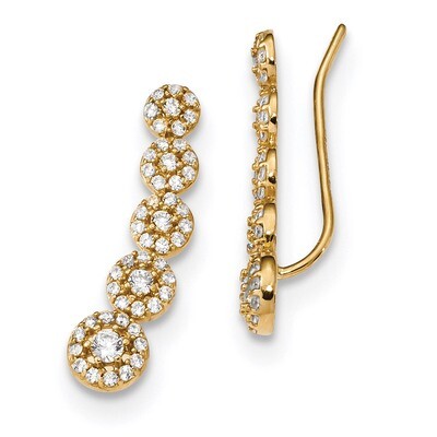 CZ Diamond Circles Polished Ear Climber Earrings 14k Gold TC982, MPN: TC982, 191101620508