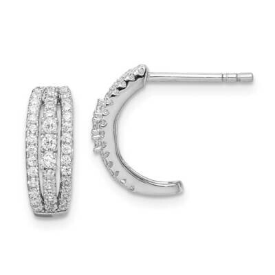 3-Row CZ Diamond C-Hoop Post Earrings Sterling Silver Rhodium-plated QE15077, MPN: QE15077, 8867740…
