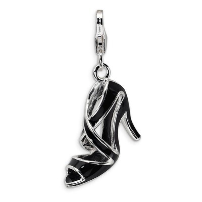 3-D Enameled Black High Heel Charm Sterling Silver QCC202 by Amore La Vita, MPN: QCC202, 8839573315…