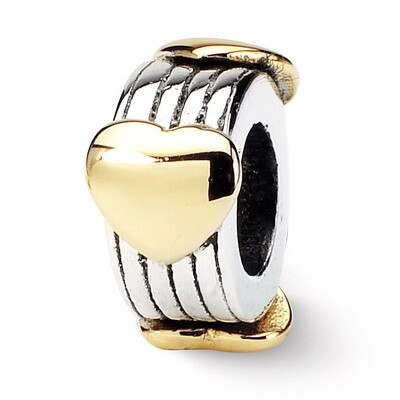 Heart Bead - Sterling Silver &amp; 14k Gold QRS191, MPN: QRS191, 883957720326