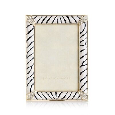 Jay Strongwater Zebra Striped Pave Corner 4&quot; x 6&quot; Picture Frame SPF5830-280, MPN: SPF5830-280,