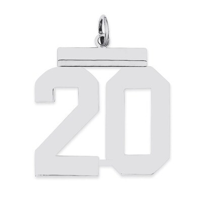 Charm Number 20 Polished Sterling Silver Large QPL20, MPN: QPL20, 191101280719
