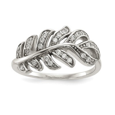 CZ Diamond Leaf Ring Sterling Silver QR6648, MPN: QR6648, 883957965376