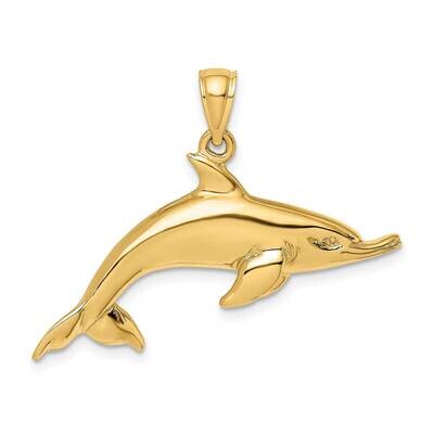 Swimming Dolphin Charm 14k Gold Polished K8052, MPN: K8052, 637218060061