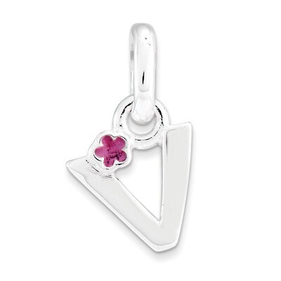 Letter V with Enamel Pendant Sterling Silver QC7935V, MPN: QC7935V, 191101466175