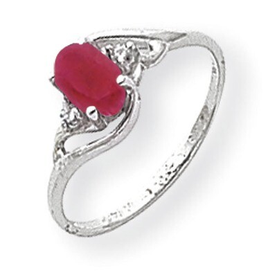 Created Ruby Diamond Ring 14k white Gold 6x4mm Oval Y2149CR/A, MPN: Y2149CR/A, 883957422985