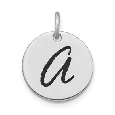 Letter A Black Epoxy Initial Disk Charm 14k White Gold Polished YC1436WA, MPN: YC1436WA, 1969040841…