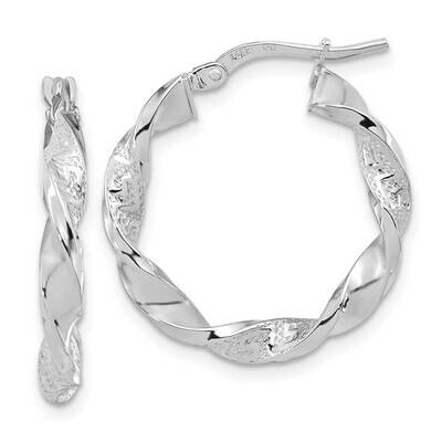 Textured Twisted Hoop Earrings 14k White Gold Polished TF1969W, MPN: TF1969W, 191101785818