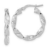 Textured Twisted Hoop Earrings 14k White Gold Polished TF1969W, MPN: TF1969W, 191101785818