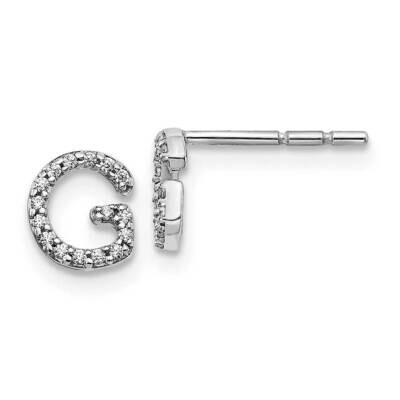 Initial G Earrings 14k White Gold Diamond EM4169G-010-WA, MPN: EM4169G-010-WA, 883957376509