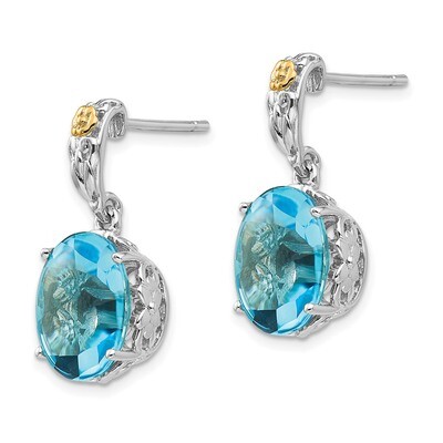 Blue Topaz Earrings Sterling Silver &amp; 14k Gold QTC761, MPN: QTC761, 886774244983