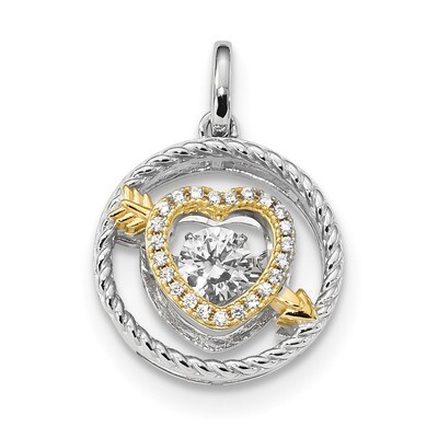 Sterling Silver Platinum-plate &amp; Gold-tone Vibrant Swarovski Zircon Pendant Sterling Silver Platinu…